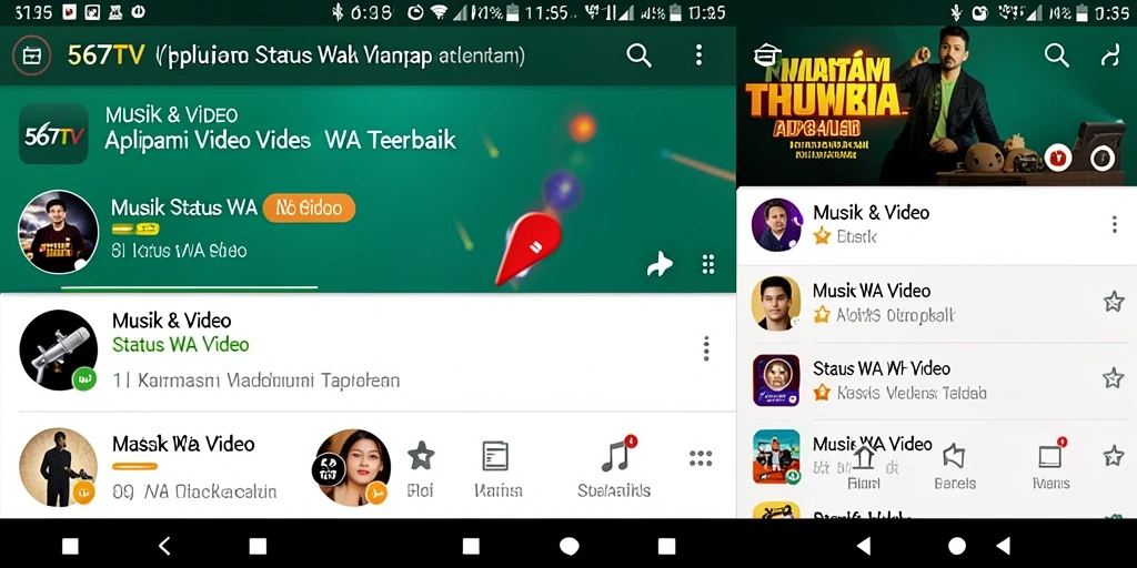 Antarmuka 567TV menampilkan pilihan video status WA yang menarik.