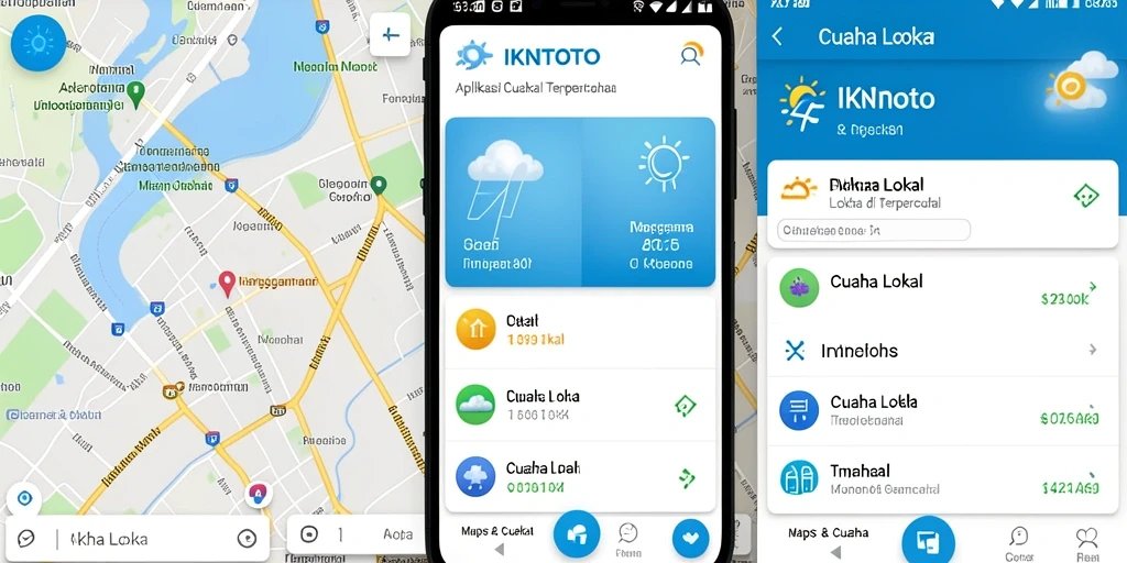 Tampilan antarmuka utama aplikasi IKNTOTO dengan informasi cuaca terkini.