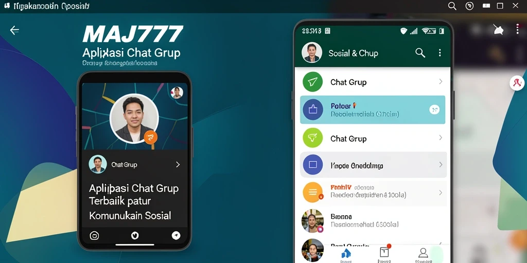 Screenshot utama MAJ777 menampilkan antarmuka pengguna aplikasi Chat Grup.
