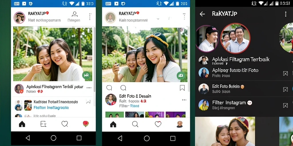 Tampilan antarmuka RAKYATJP dengan berbagai pilihan filter Instagram yang menarik.