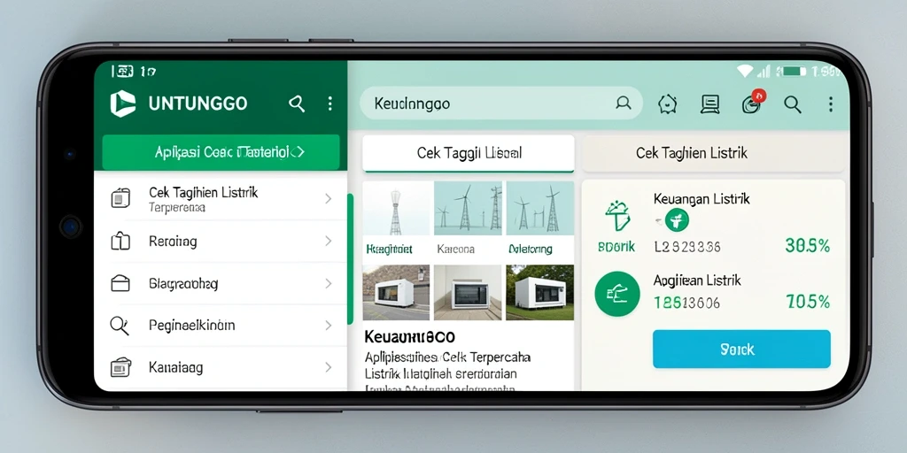 Antarmuka aplikasi UNTUNGGO untuk cek tagihan listrik.