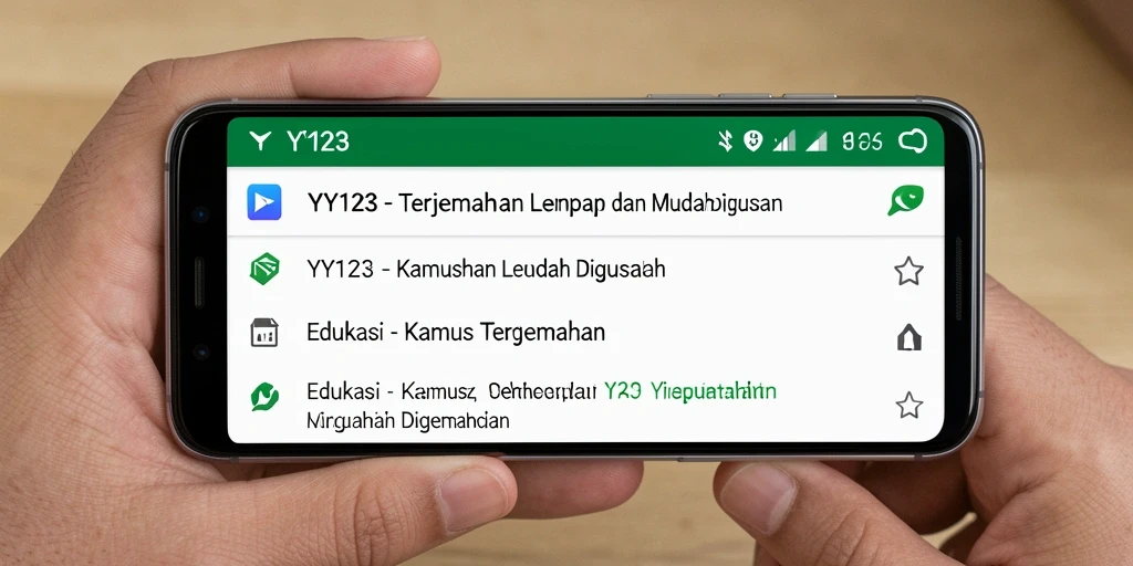 Tampilan antarmuka aplikasi Kamus Terjemahan yang ramah pengguna.